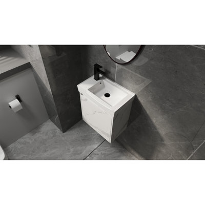 Ensemble de meuble-lavabo mural 20 po avec lavabo en céramique, armoire de rangement avec portes, ensemble d'armoire de salle de bain