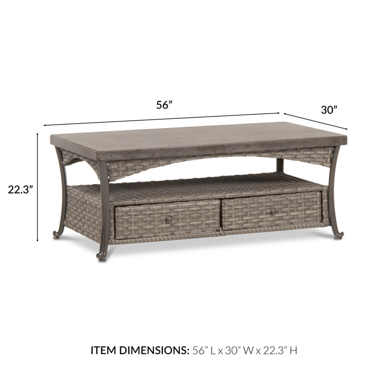 Davenport - Outdoor Coffee Table w/ Solid Bluestone Top & Hand Painted Aluminum Base
