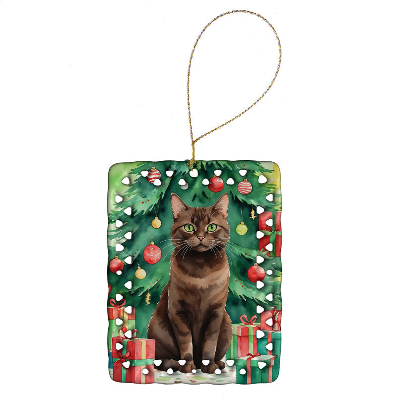 Ornement en porcelaine York, Chat York chocolat