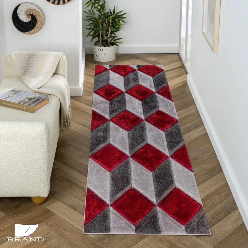 Modern Large Shaggy Rug Hallway Living Room Area Rug Bedroom Carpet Mat, Rectangle 60 x 110 cm