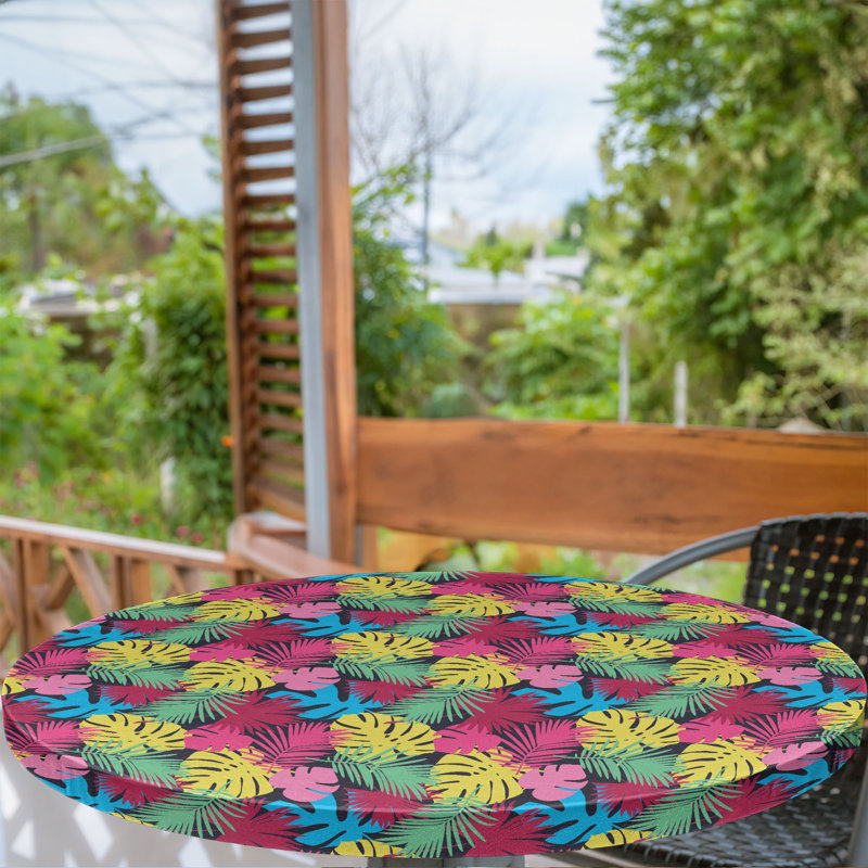 East Urban Home Botanical Fitted Round Tablecloth Diameter Multicolor, 47.24" Round