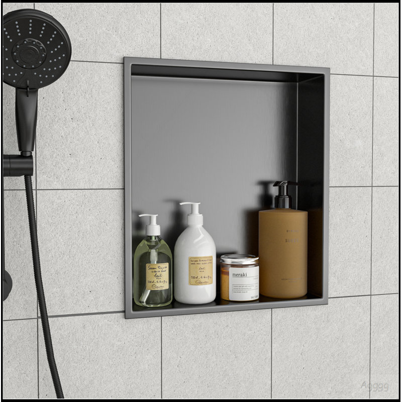 Niche de douche en acier inoxydable 17 po x 15 po, noir bronze, H 3,94 po x l 17 po x P 15 po