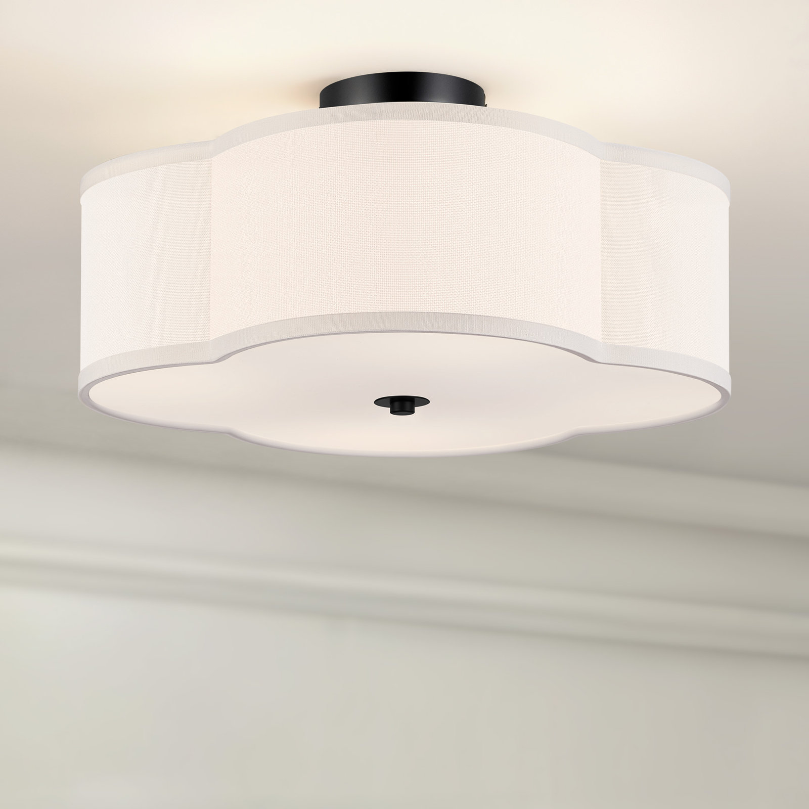 Venoy 4-Light Semi Flush Mount, Black, 6.9" H x 15.75'' W x 15.75" D