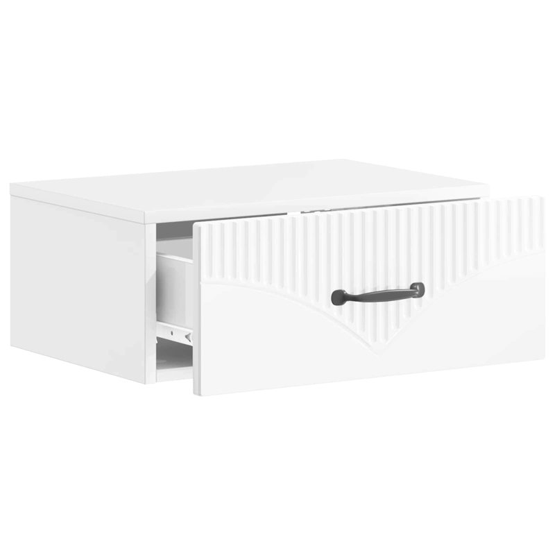 49cm W Manufactured Wood Bedside Table, High Gloss White