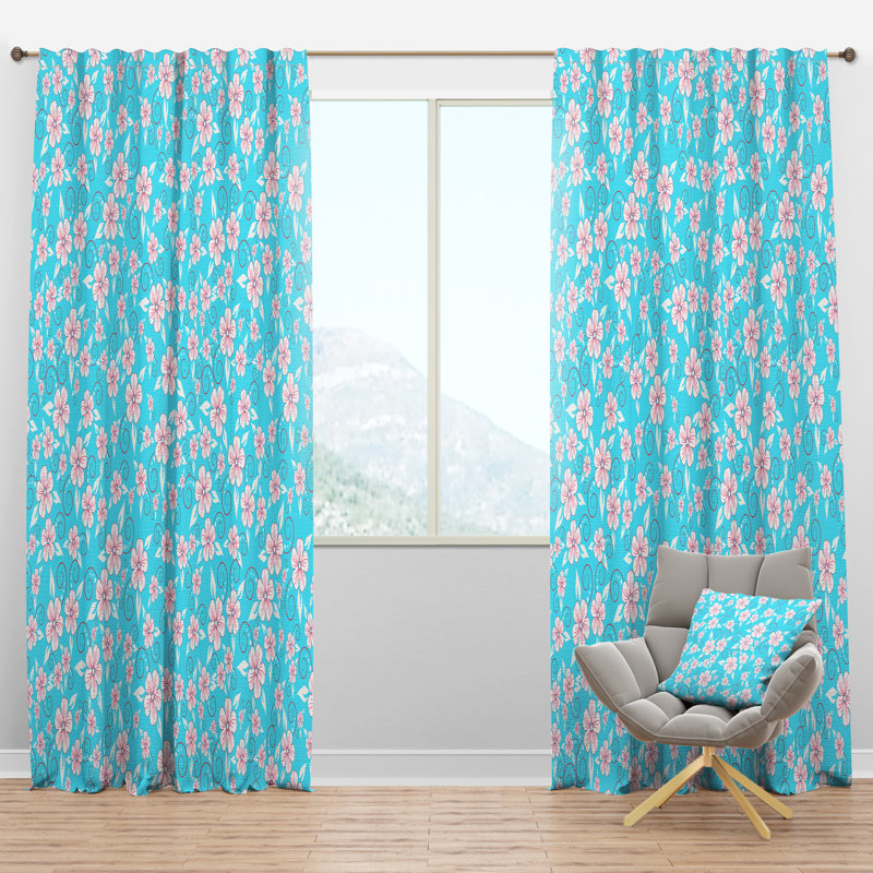 Motif floral - Rideau en velours moderne - obscurcissant - 1 panneau, l 52 po x L 120 po
