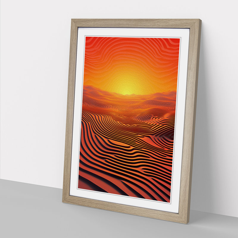 Sunset Op No.2 - Single Picture Frame Print on Wood, 34cm H x 25cm W x 2cm D, Oak