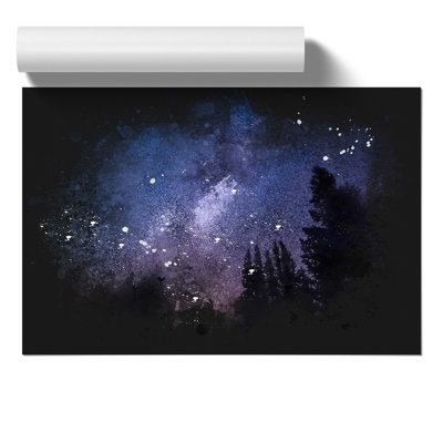 Forest at Night Paint Splash - Frameless Print
