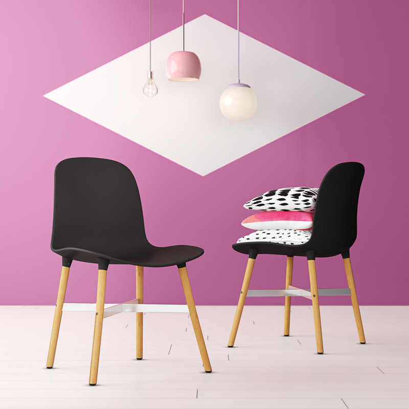 Hermina 16.54'' H Stacking Side Chair, Black