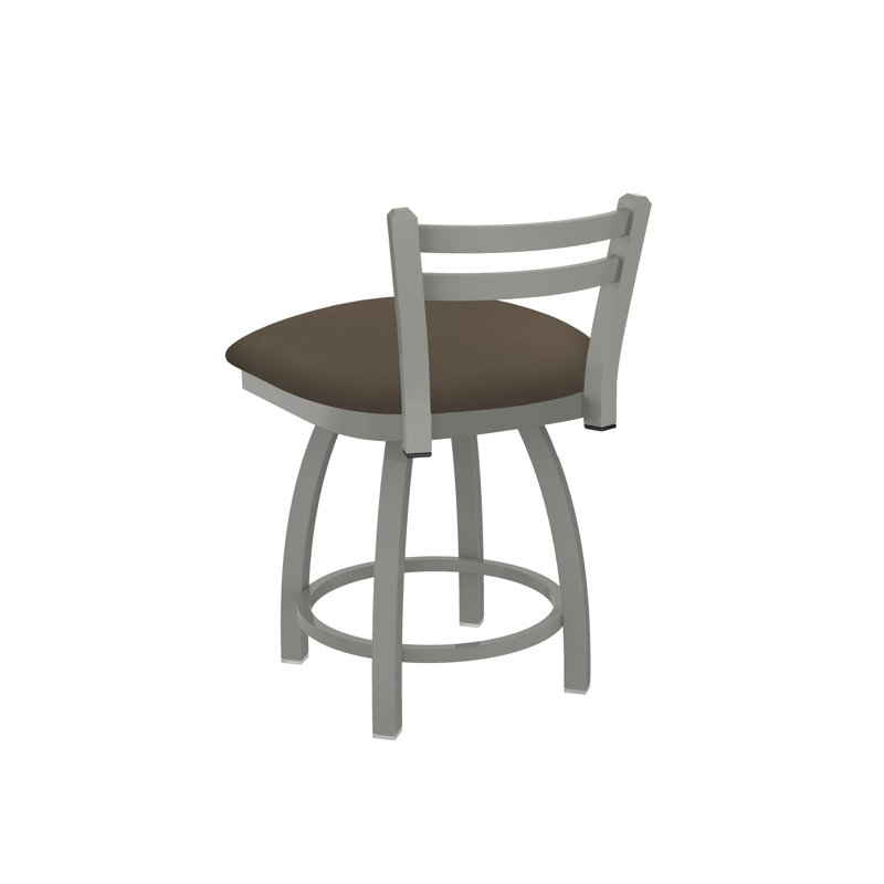 Tabouret de coiffeuse en métal Jackie, Nickel anodisé, Vinyle - Terre Canter