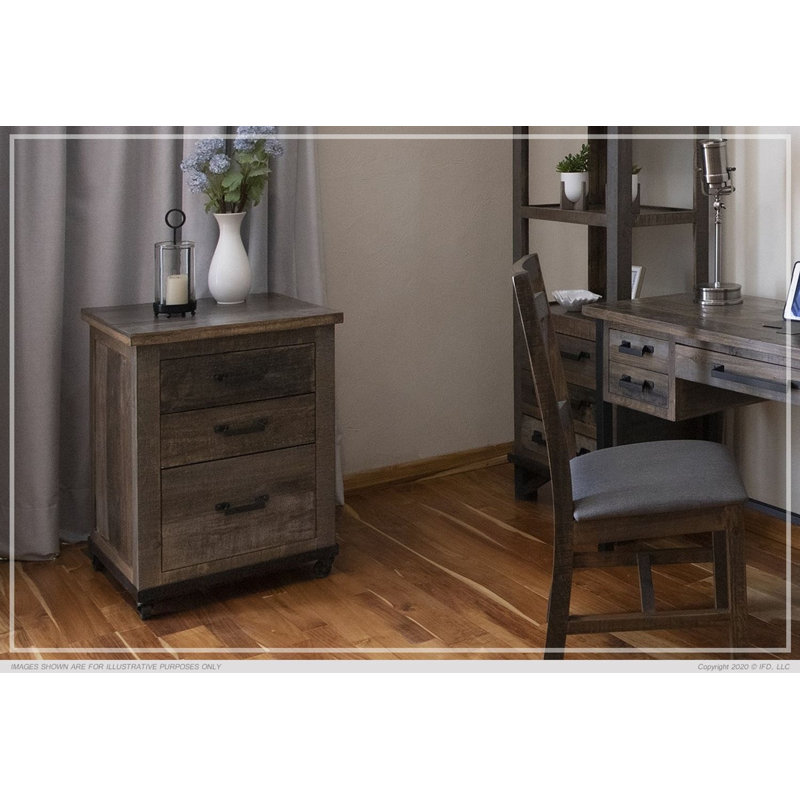 Sabetha 23.5'' Wide 3 -Drawer Mobile Solid Wood File Cabinet