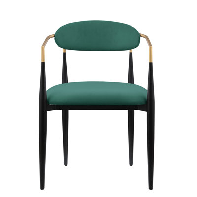 Ensemble de chaises rembourrées en tissu vert 2 pièces Modern Contemporary