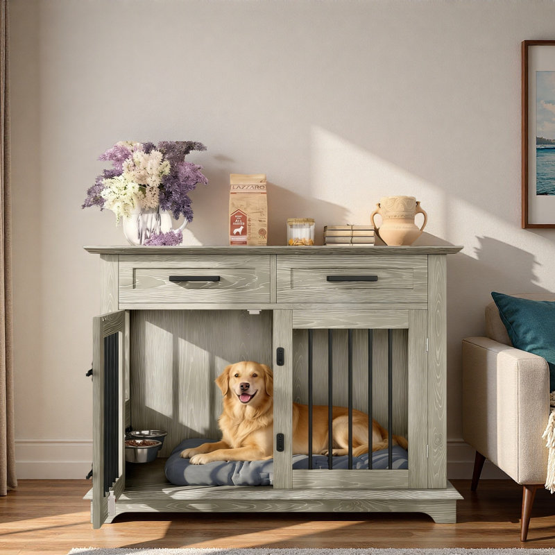 44.48" Large Dog Crate Furniture, Gray