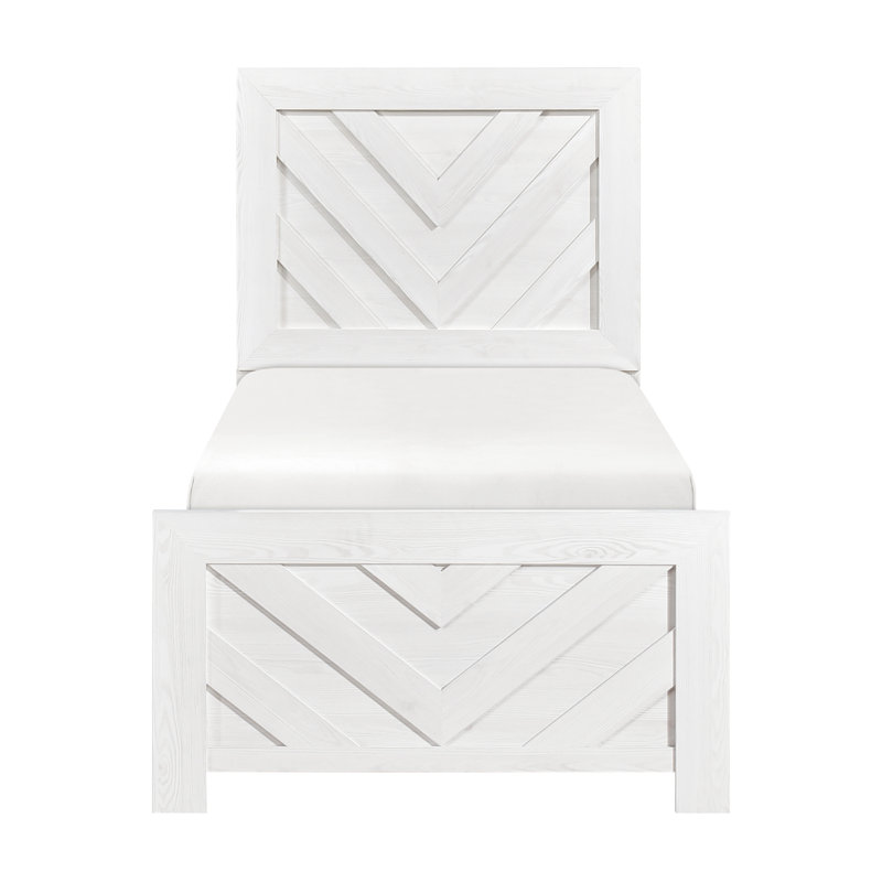 Contemporary Twin Size Bed - White Finish And Attractive Appearance Bedroom Fashionable, Twin, White