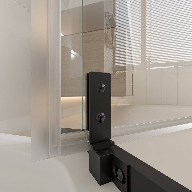 38'' W x 38'' D x 72'' H Semi-Frameless Neo-angle Reversible Shower Enclosure, Black