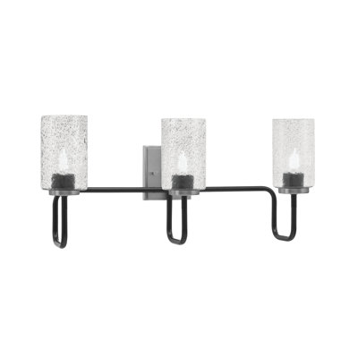 Amarmula 3 Light Bath Bar, Matte Black & Graphite Finish, 4" Smoke Bubble Glass