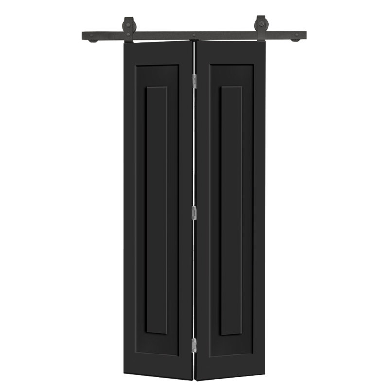 Ensemble de quincaillerie pour porte de grange coulissante 1 panneau, 34 po x 80 po, Noir