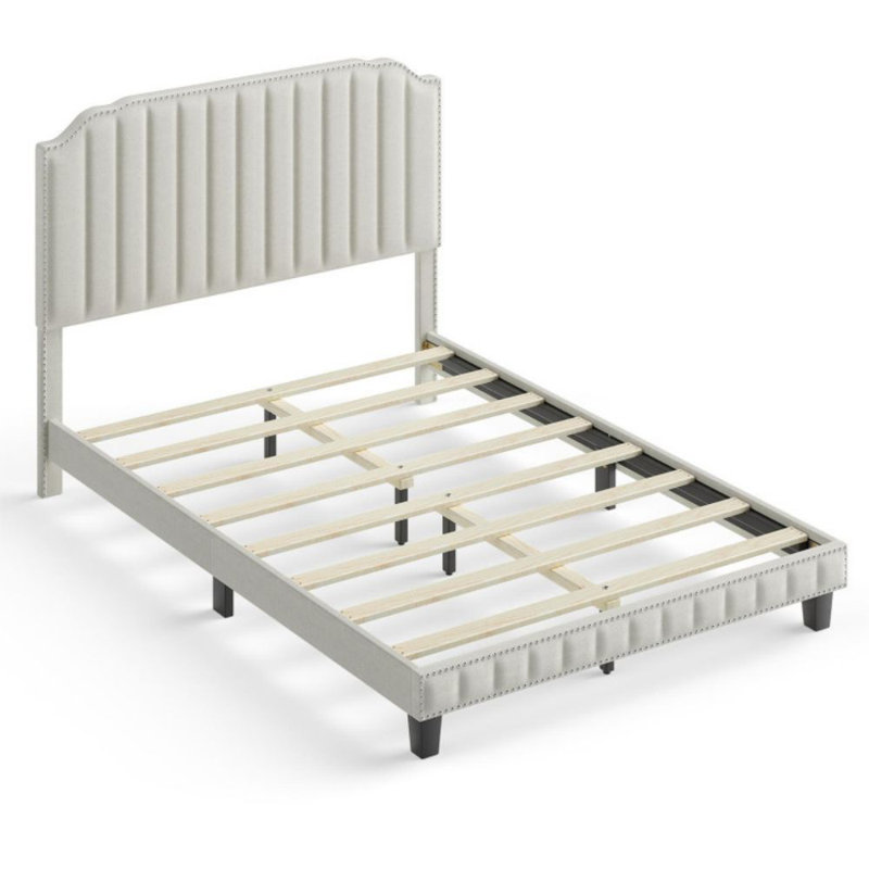 Lit plateforme double Saraphina, Double, Beige
