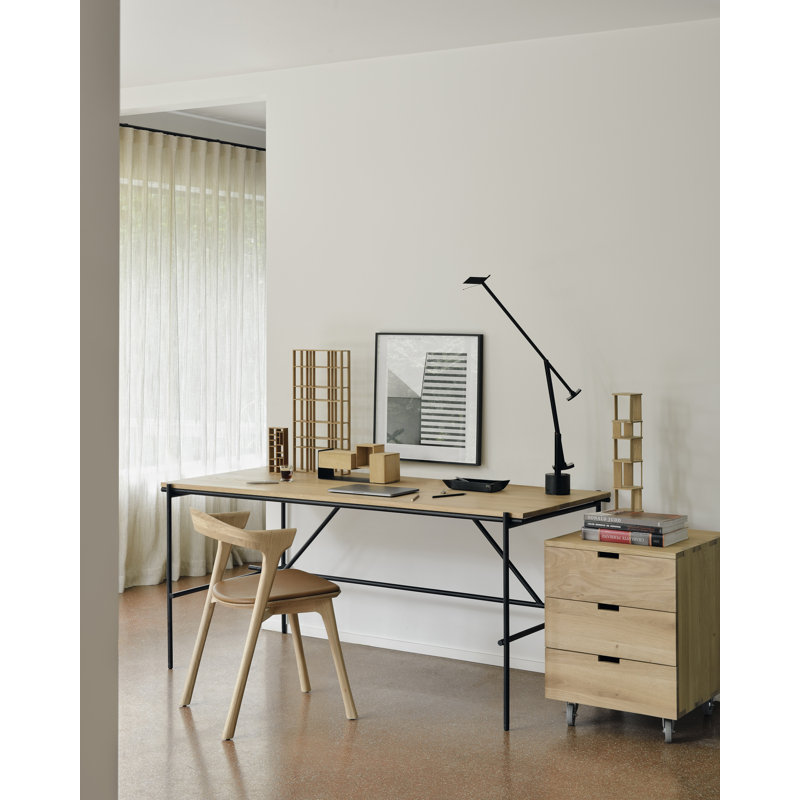 Oscar Solid Wood Writing Desk, Oak, 29.9" H x 55.1" W x 26.6"D