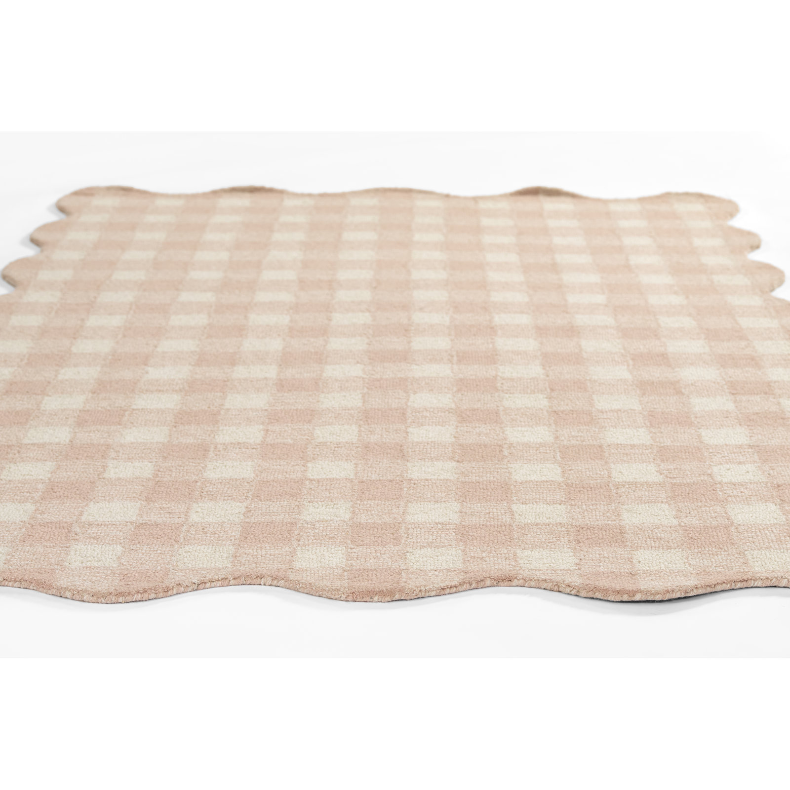Lola Pink Hand-Tufted Plaid Wool Rug, Rectangle 5' x 7'6"
