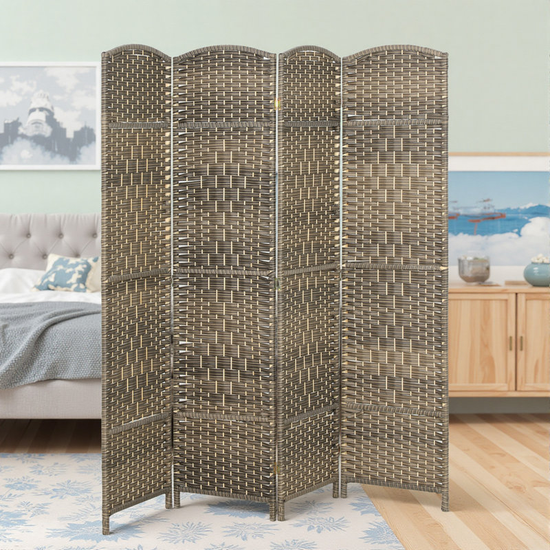 Cloison pliante en bois massif Sharod, Beige, H 70,9 po x l 70,9 po
