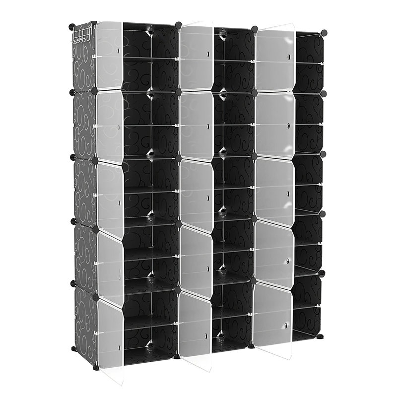 Armoire à chaussures empilable - 10 niveaux, 3 rangées avec portes