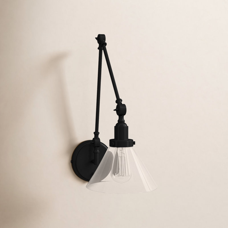 Catalina 1-Light Plug-in Swing Arm Wall Sconce, Matte Black