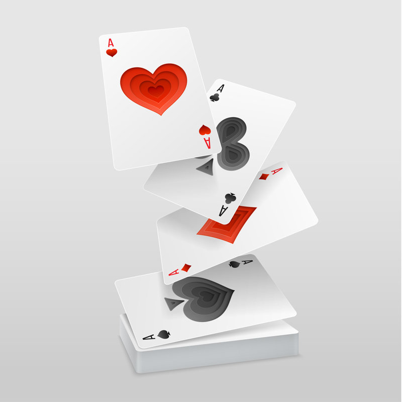Playing Cards Illustration by Vinap - Wrapped Canvas Print, 30cm H x 30cm W x 3.8cm D