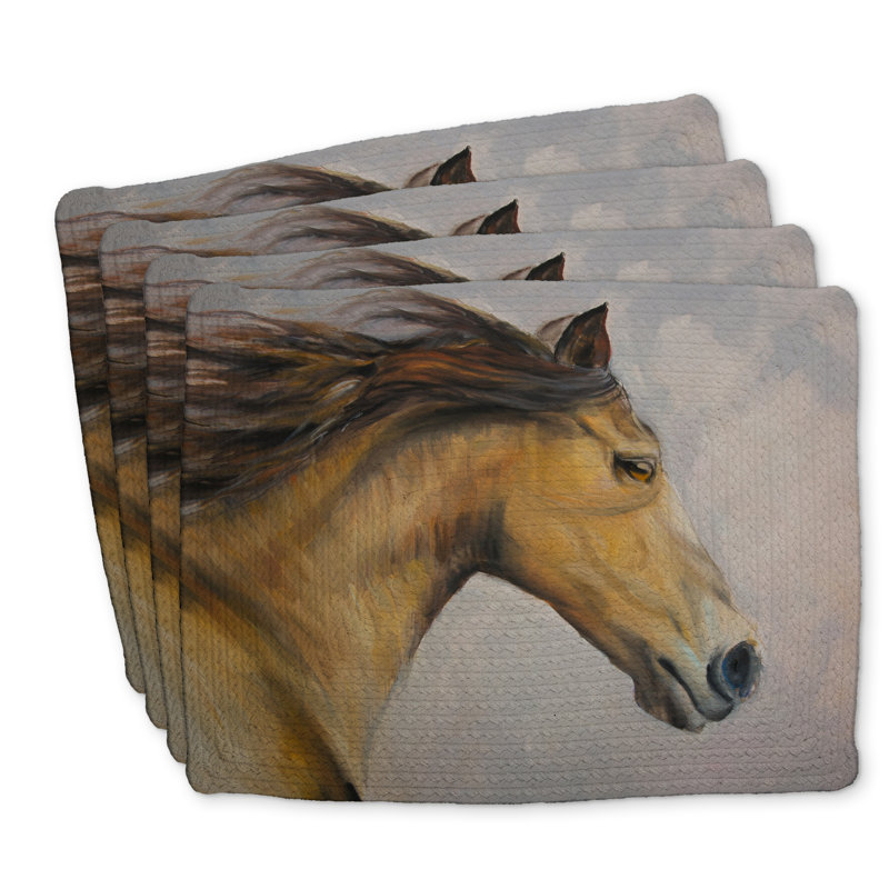 Ensemble de 4 napperons en polyester tressé Proud Steed - Décoration intérieure