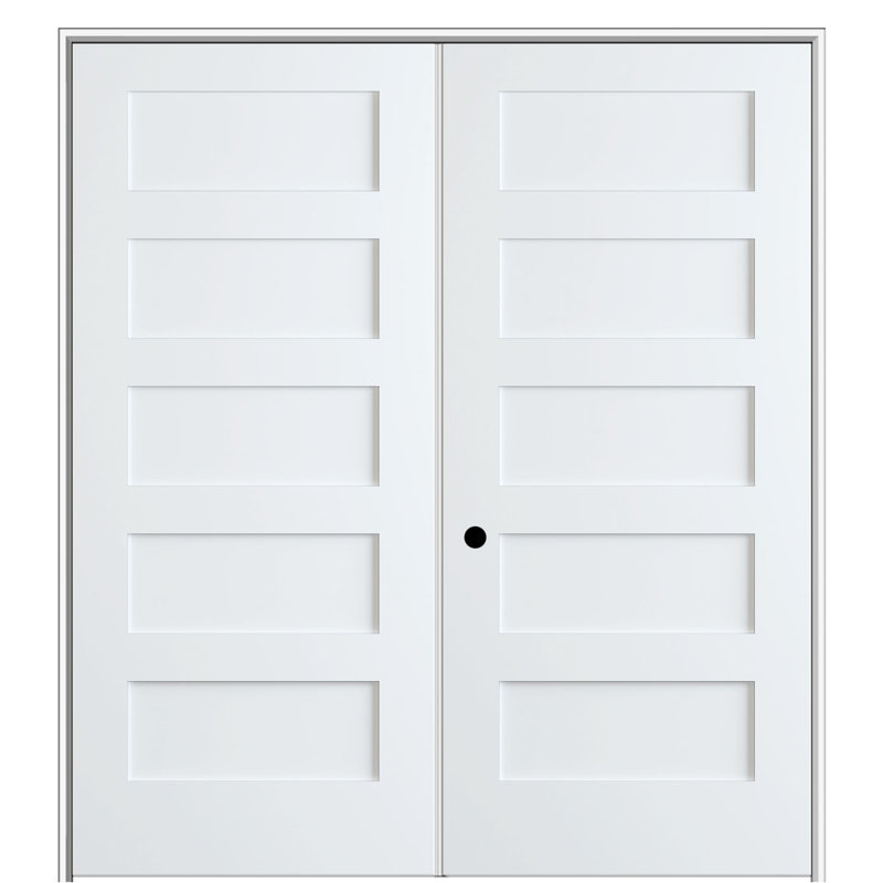 Porte intérieure double apprêtée à 5 panneaux, Côté droit, 74,5 po x 82,25 po