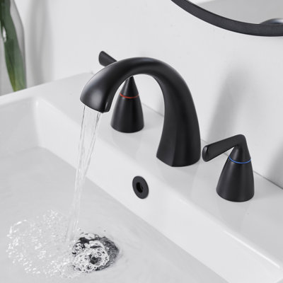 Waterfall Widespread Bathroom Faucet 2-handle Bathroom Sink Faucet with Drain Assembly
