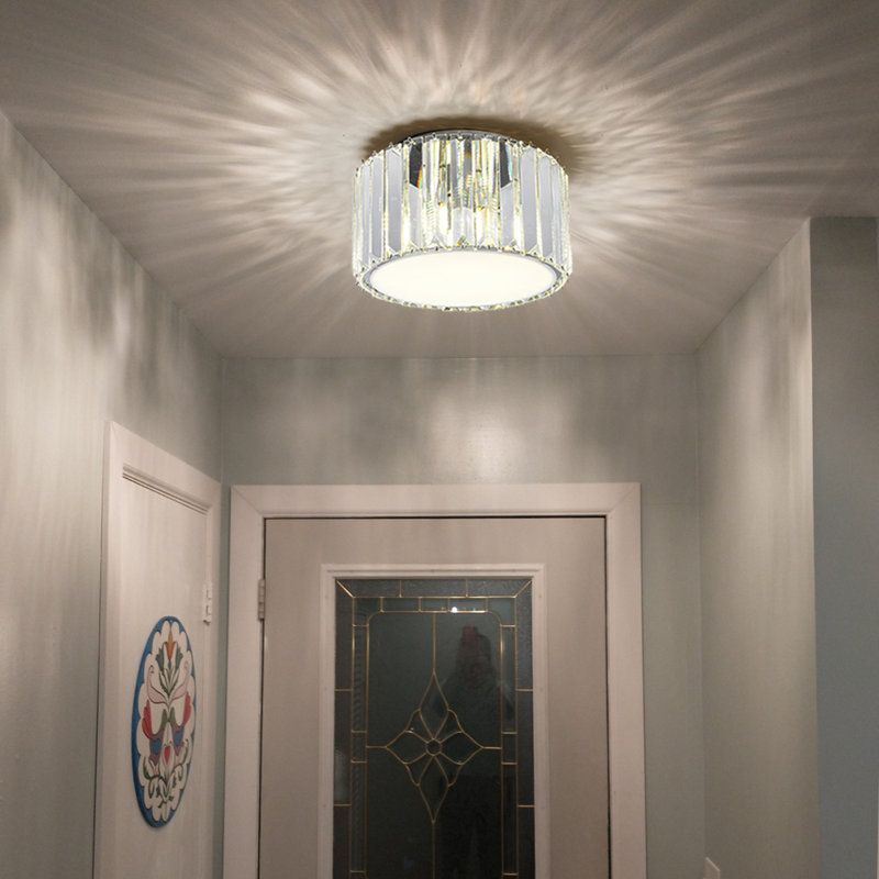 Brasfield Semi Flush Mount Chandelier with Crystal Shade, No Assembly Required, 4.72" H x 8.66" W x 8.66" D