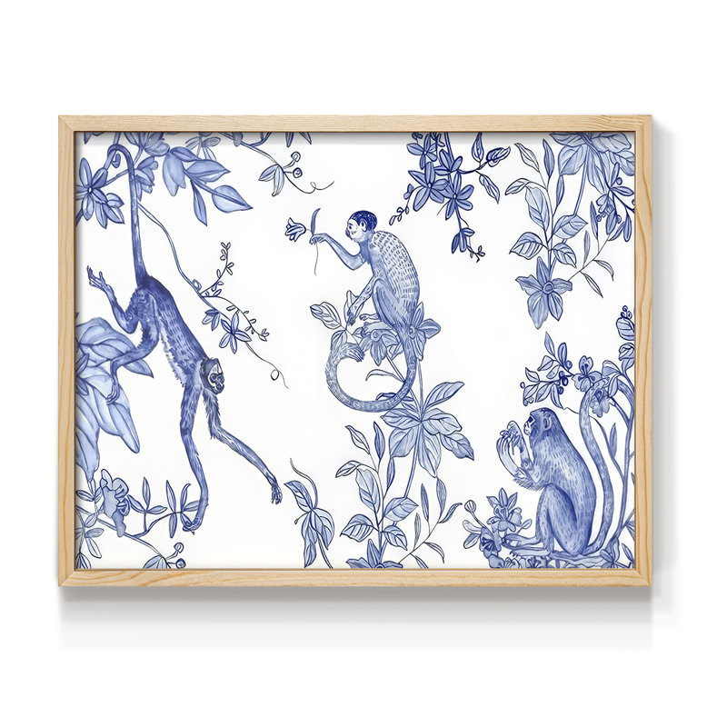«Blue Monkey Land Toile I», reproduction encadrée, H 8 po x l 10 po, Naturel