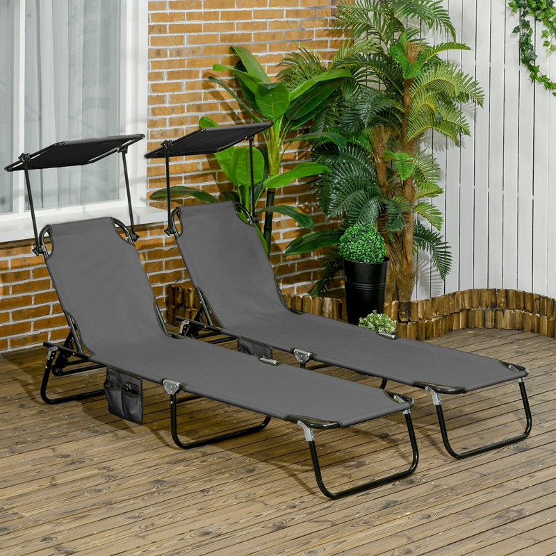 Chaises longues inclinables réglables, Gris