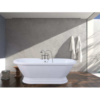 Kingston Brass Aqua Eden 67-Inch Acrylic Oval Double Ended Pedestal Tub (7-Inch Faucet Drillings)