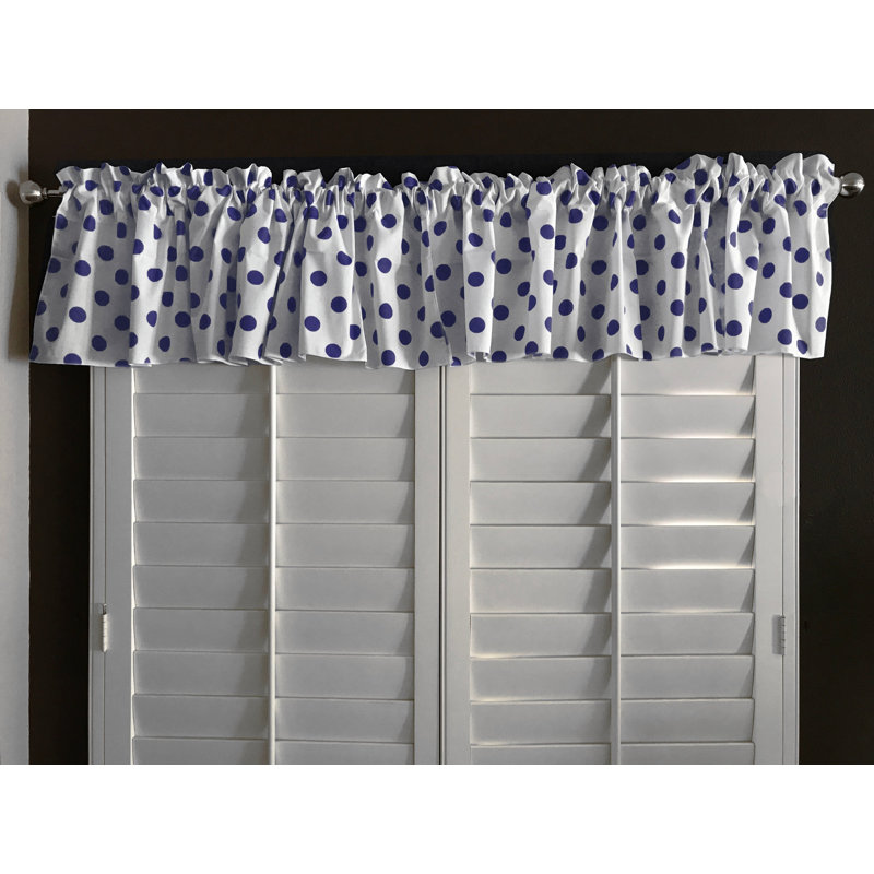 Cantonnière sur mesure en mélange de coton à pois 58 po Chrisman, L 58 po x L 32 po, Blanc / bleu marine