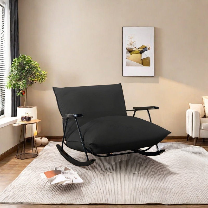 Chaise confortable avec accoudoirs en bois, Noir, noir, noir, noir