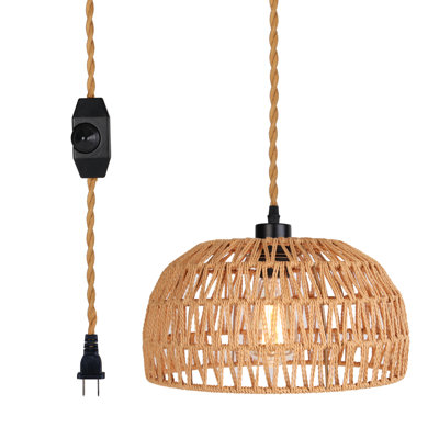 Modern Boho Rattan Chandelier For Farmhouse,  12.2" Rattan Pendant Lights For Kitchen Island, Entryways, Dining And Living Spaces