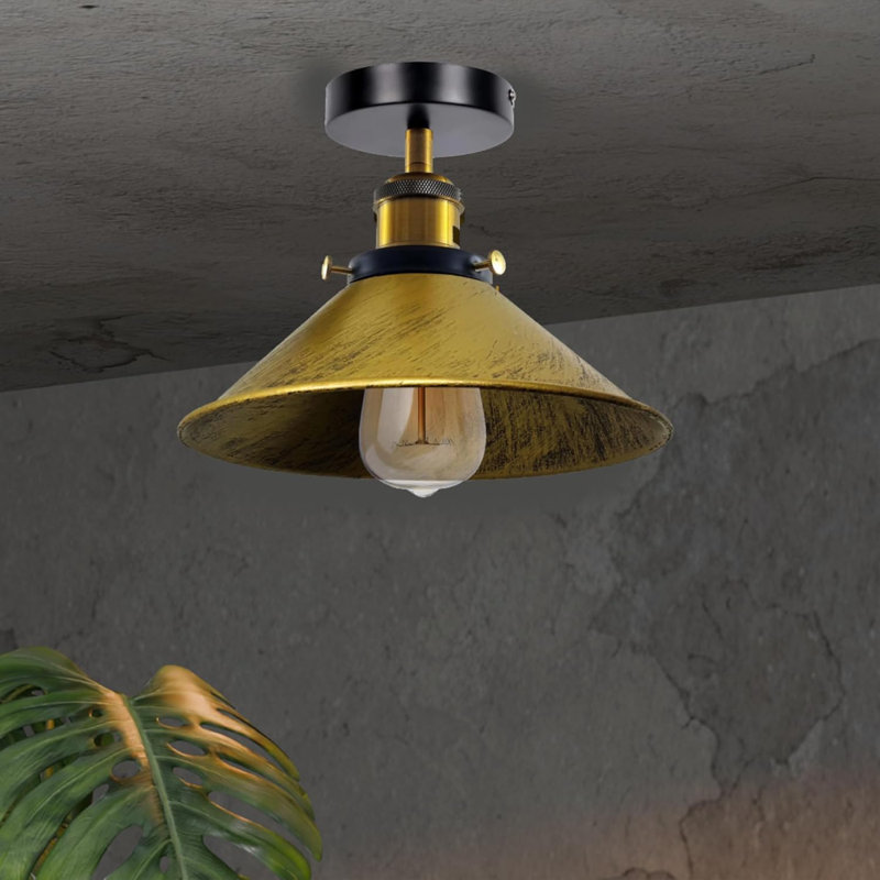 Denzel Semi Flush Mount, Brushed Brass