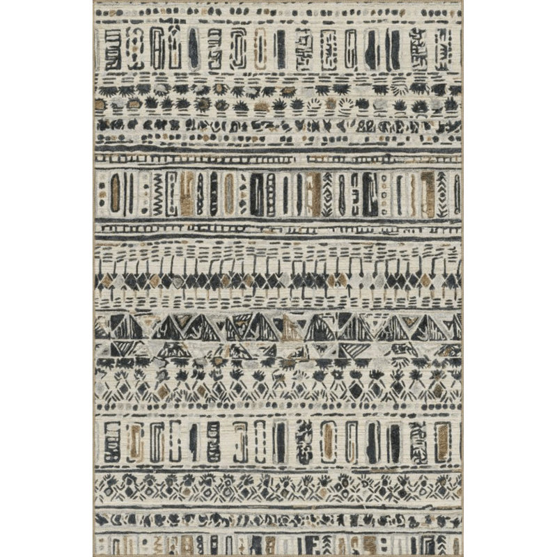 Multi Color Mixed Geometric Pattern Creative Modern Decorative Machine Washable Area Rug, Rectangle 5'1" x 7'7"