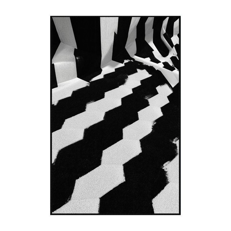 Machine Washable Penola Modern & Contemporary Geometric Shapes Rug in Green – Black Binding, 8 x 10