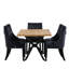 Schaub 4 Person Dining set - a Rectangular Wooden Dining Table with Metal Legs and a Set of 4 Quilted Ring Knocker Velvet Dining Chairs for Dining Room - Modern Dining Table Set-854616184-854616185-854616188