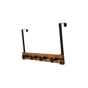 4 - FantasHome 16" Over The Door Hook Rack with 4 Adjustable Hooks - Black/Brown, Classic Style