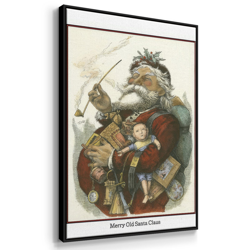 " Merry Santa ", Black Floater Framed, 25" H x 17" W x 1.5" D