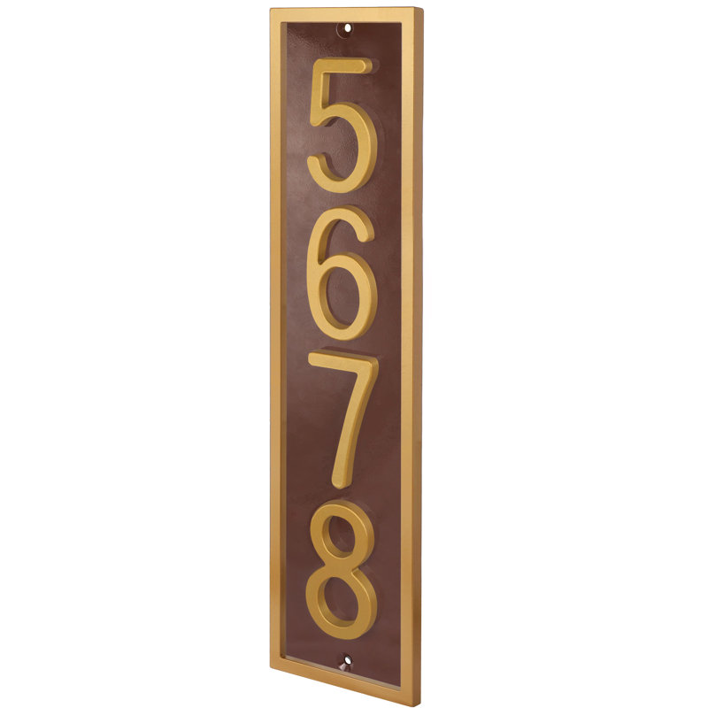 Plaque d'adresse flottante en aluminium Royal Shade, Brun, Doré, Oui