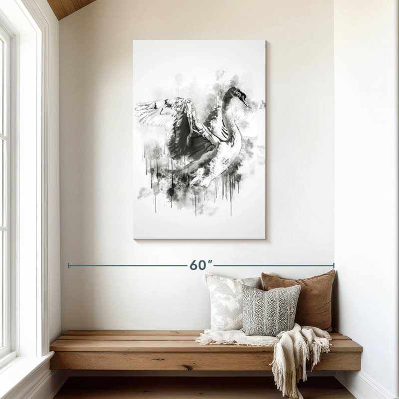 Brampt Swan Black And White, 45" H x 30" W