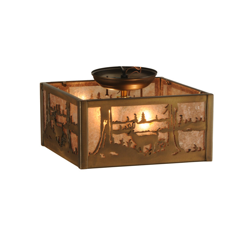Plafonnier semi-encastré 2 lumières unique / remarquable à 2 lumières de 14 po