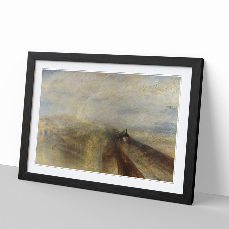 Rain, Steam and Speed by Joseph Mallord William Turner - Picture Frame Painting, Black Framed, 27cm H x 36cm W x 2cm D