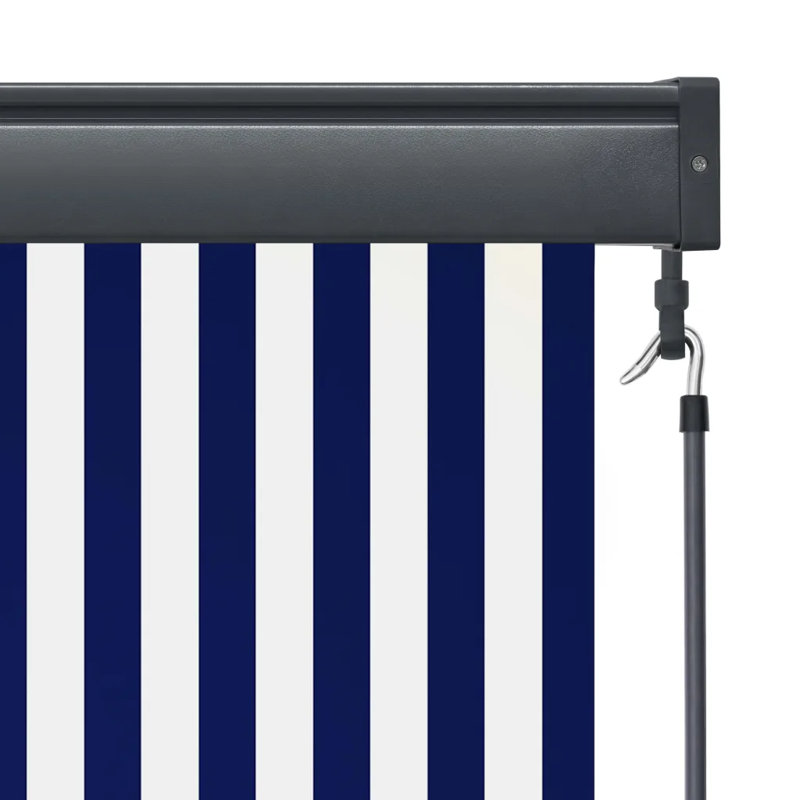 Outdoor Room Darkening Roll-Up Blind, Blue/White, 250 cm L x 100 cm W