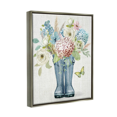 " Rain Boots Flower Bouquet " by Nan Painting Print