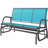Outdoor Patio Glider Bench,Porch Glider Swing With 3 Seats,Breathable Mesh Fabric, Metal Frame-339217717